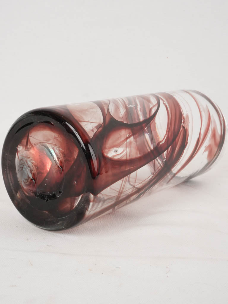 Red spiral glass vase - 1960s - 30¼"