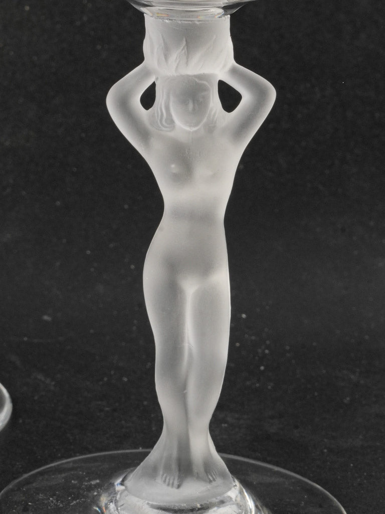 Frosted figural stemmed glasses  