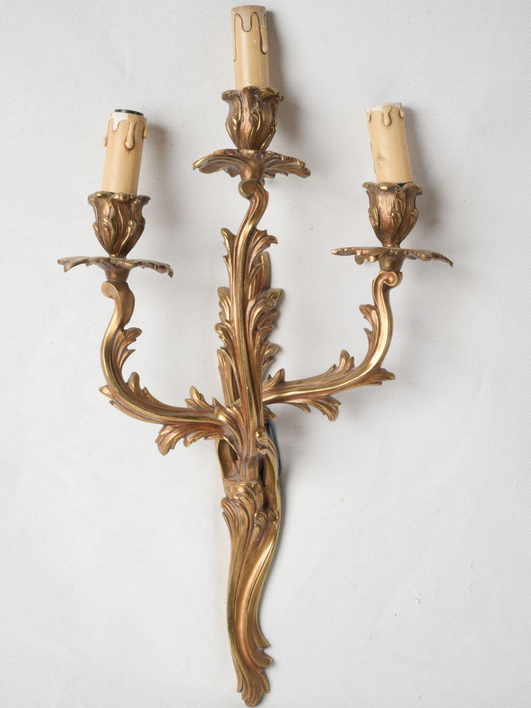 Pair of Antique French Gilt Bronze Wall Sconces – Louis XV Style 22½"