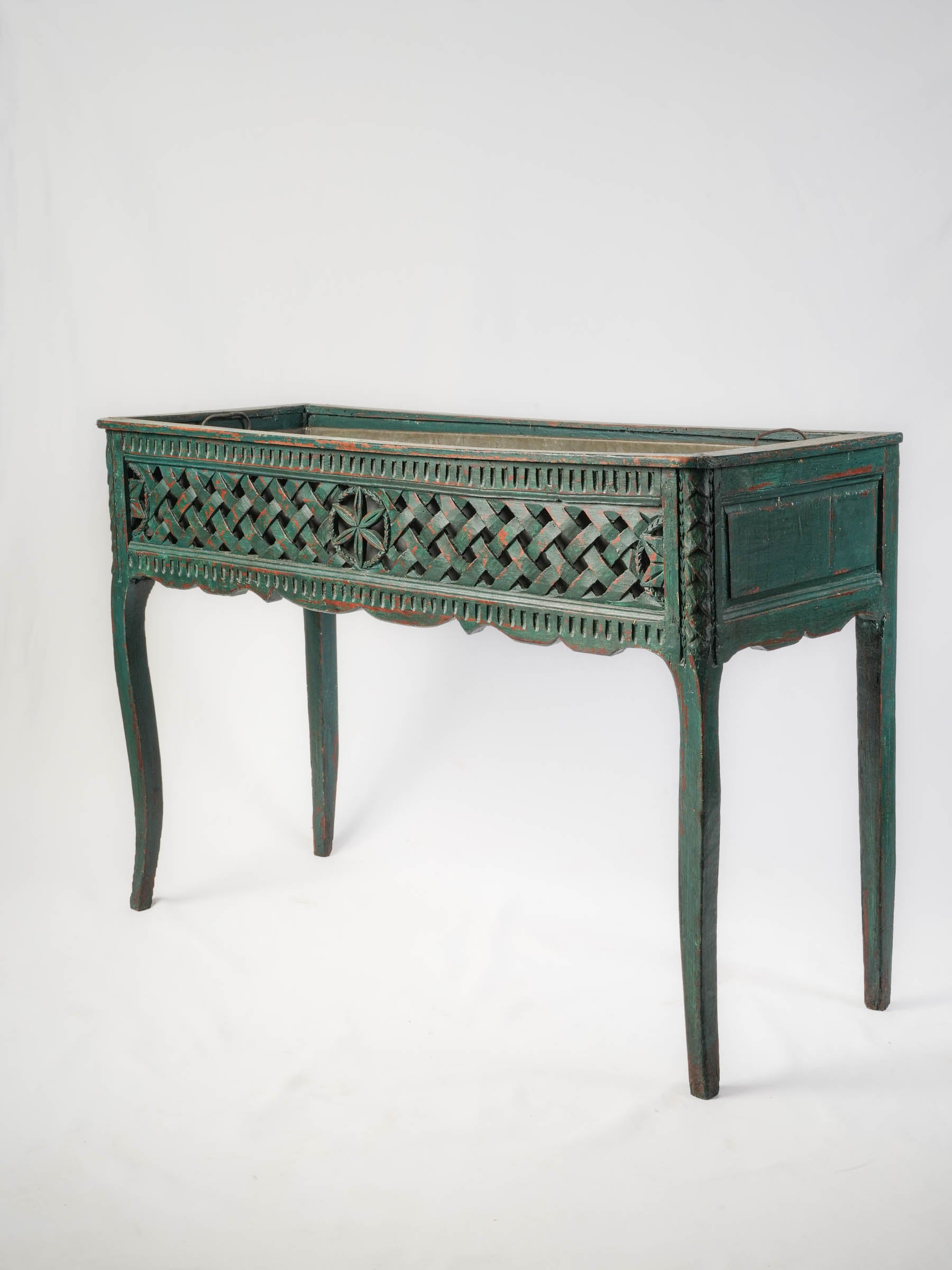 Elegant antique carved wood jardinière  