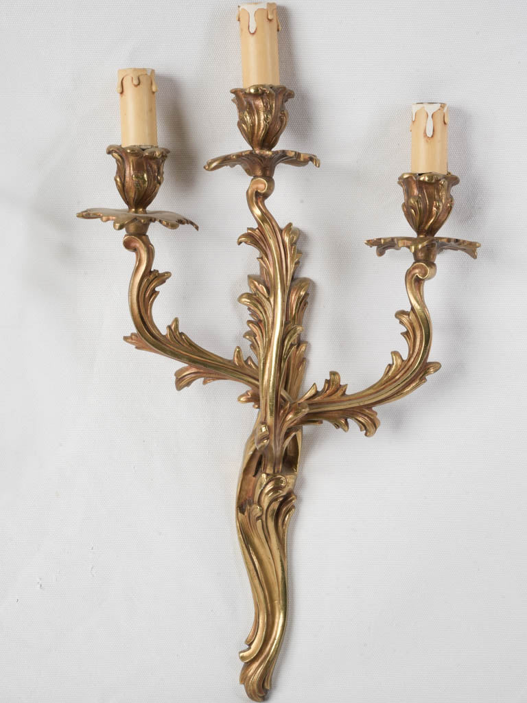 Pair of Antique French Gilt Bronze Wall Sconces – Louis XV Style 22½"