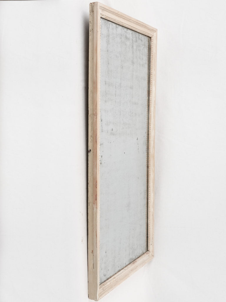 Rectangular Louis XVI Mirror w/ beading & beige patina 40½" x 23¼"