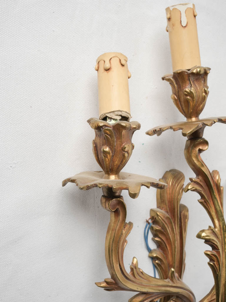 Pair of Antique French Gilt Bronze Wall Sconces – Louis XV Style 22½"
