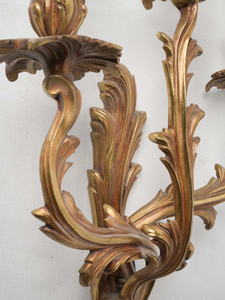 Pair of Antique French Gilt Bronze Wall Sconces – Louis XV Style 22½"
