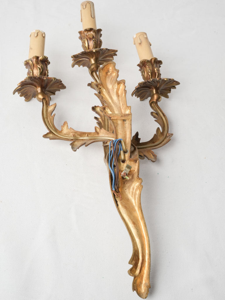 Pair of Antique French Gilt Bronze Wall Sconces – Louis XV Style 22½"