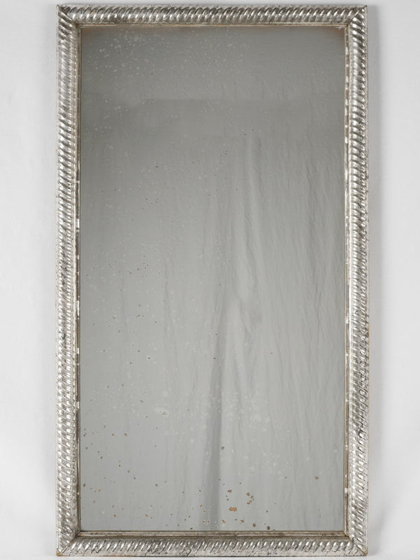 Antique French silver ribbed mercury mirror