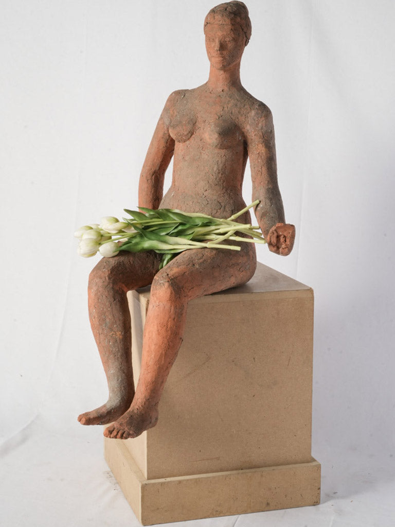1940s Belgian Terracotta Seated Nude from the Van Raemdonck Workshop - 36¼"