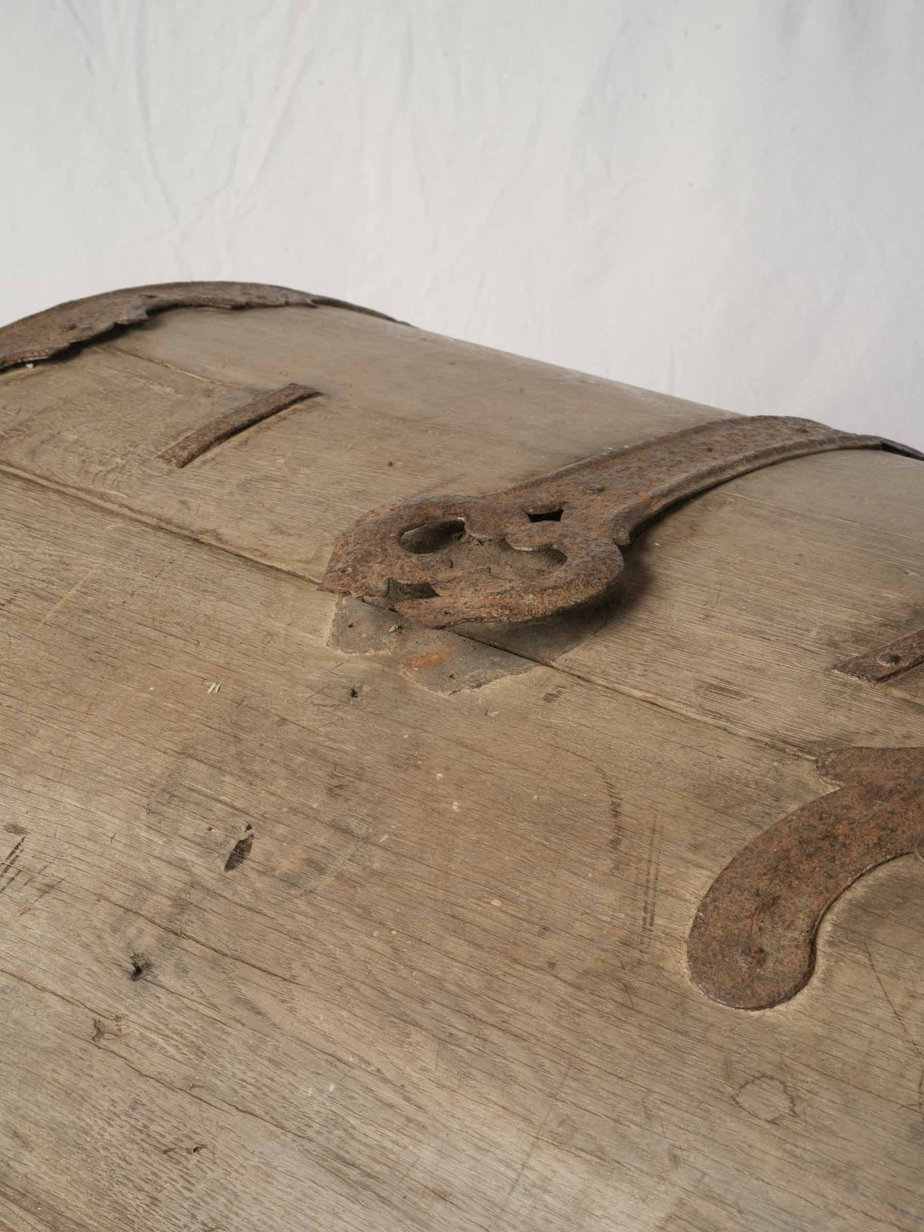 Oak chest with hand-forged features  