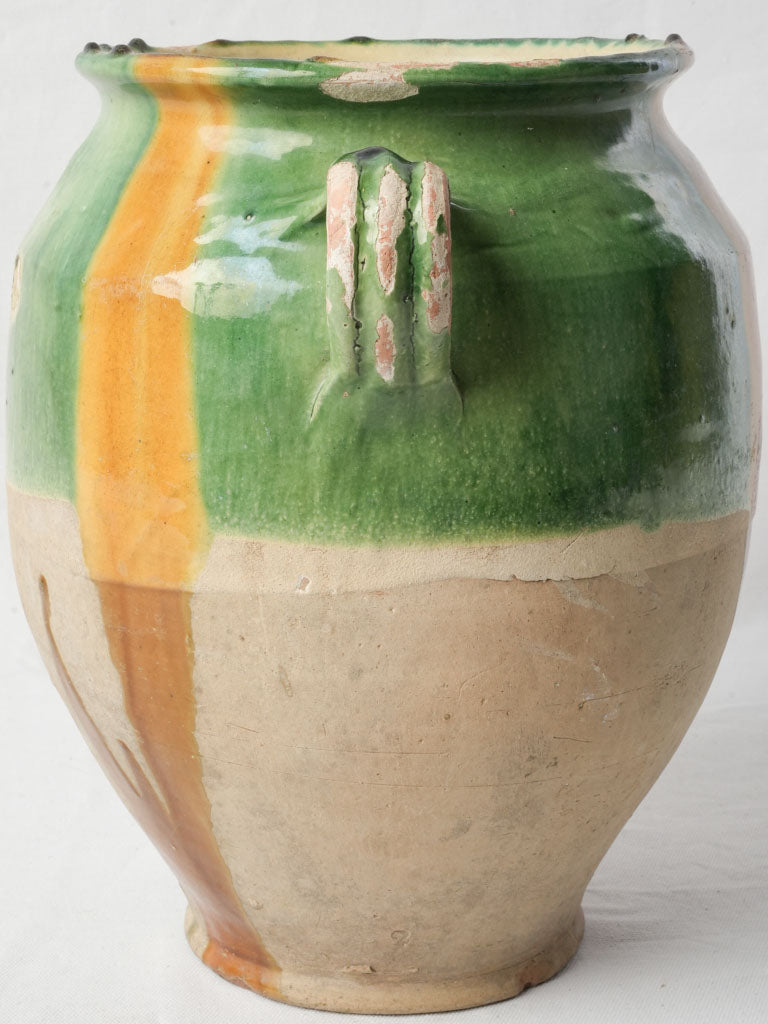 Large Provençal Confit Pot w/ Beautiful Bi-Color Glaze - 13"
