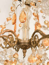 Antique French chandelier w/ amber pendants 29½"
