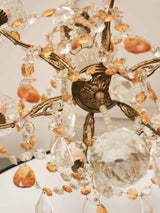 Antique French chandelier w/ amber pendants 29½"