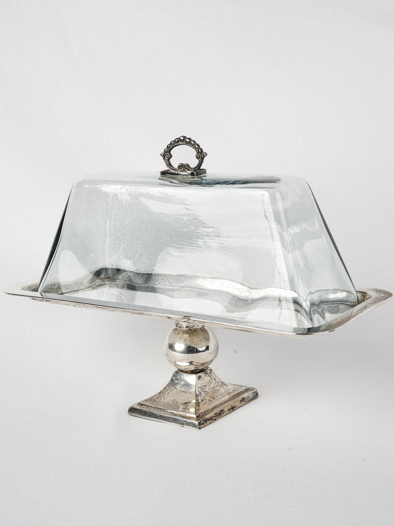 Vintage rectangular cloche & footed platter 16½