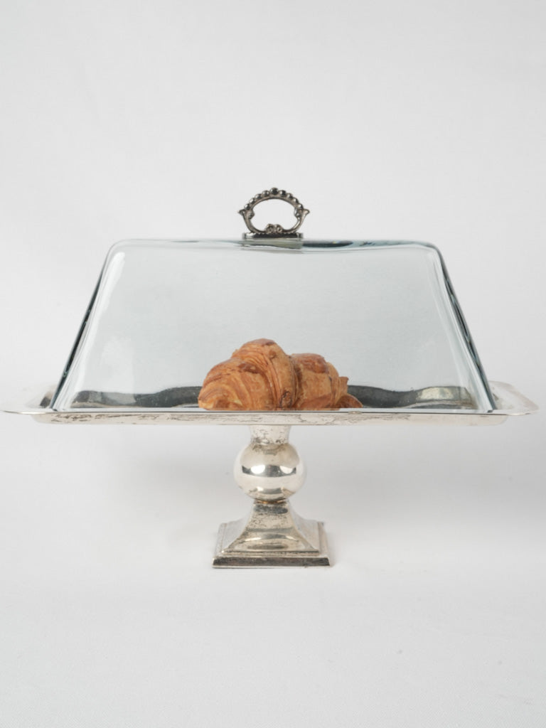 Vintage rectangular cloche & footed platter 16½