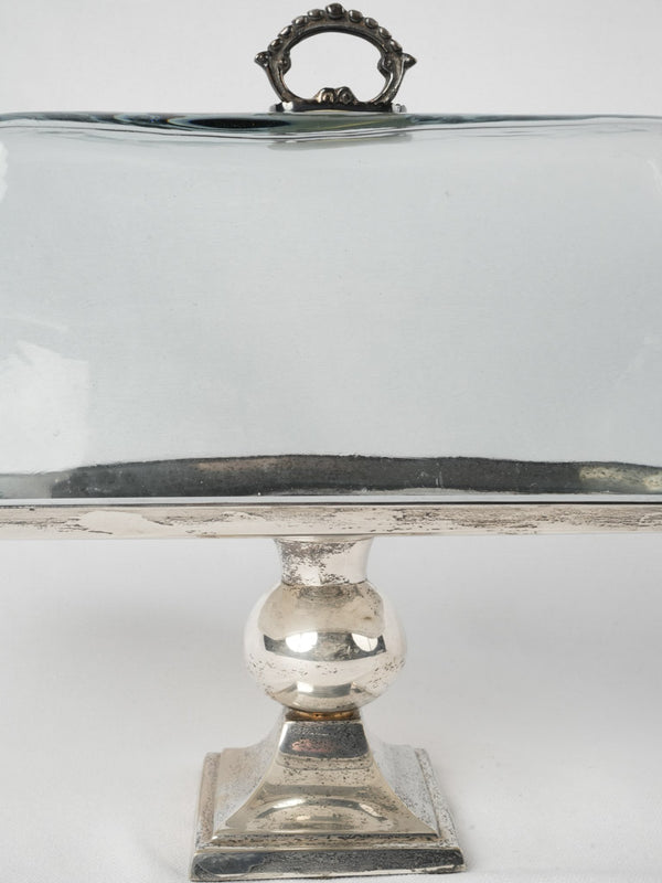 Vintage rectangular cloche & footed platter 16½