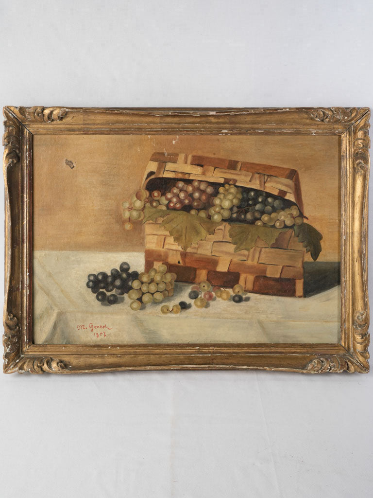 Serene antique oil painting still life