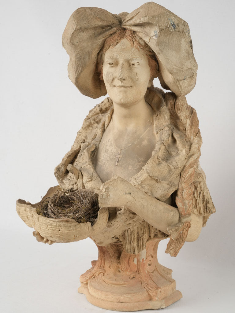 Antique Terracotta Alsatian Woman Bust