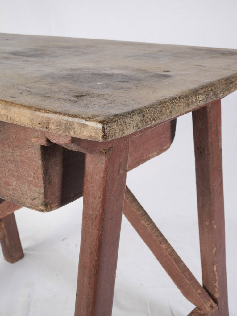 Folk-style handcrafted wood table