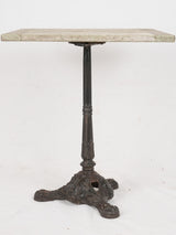 Square bistro table with wooden top and green patina 23¾"