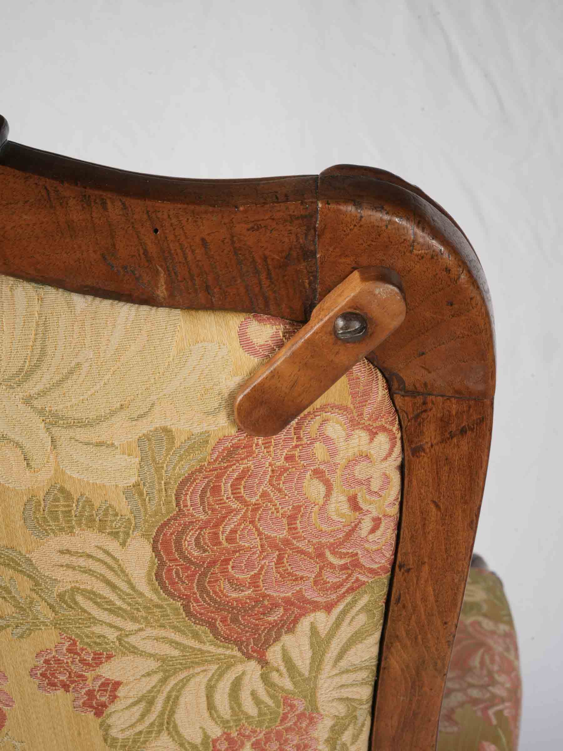 Louis XV Carved Walnut Armchair w/ Removable Upholstered Panels in a Beautiful Floral Damask - 41" x 28¼"