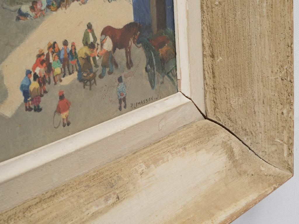 Decorative taupe framed art piece