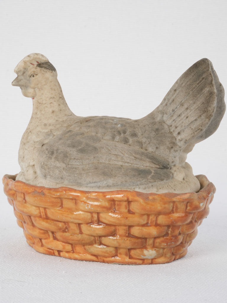 Vintage ceramic hen Easter basket container 