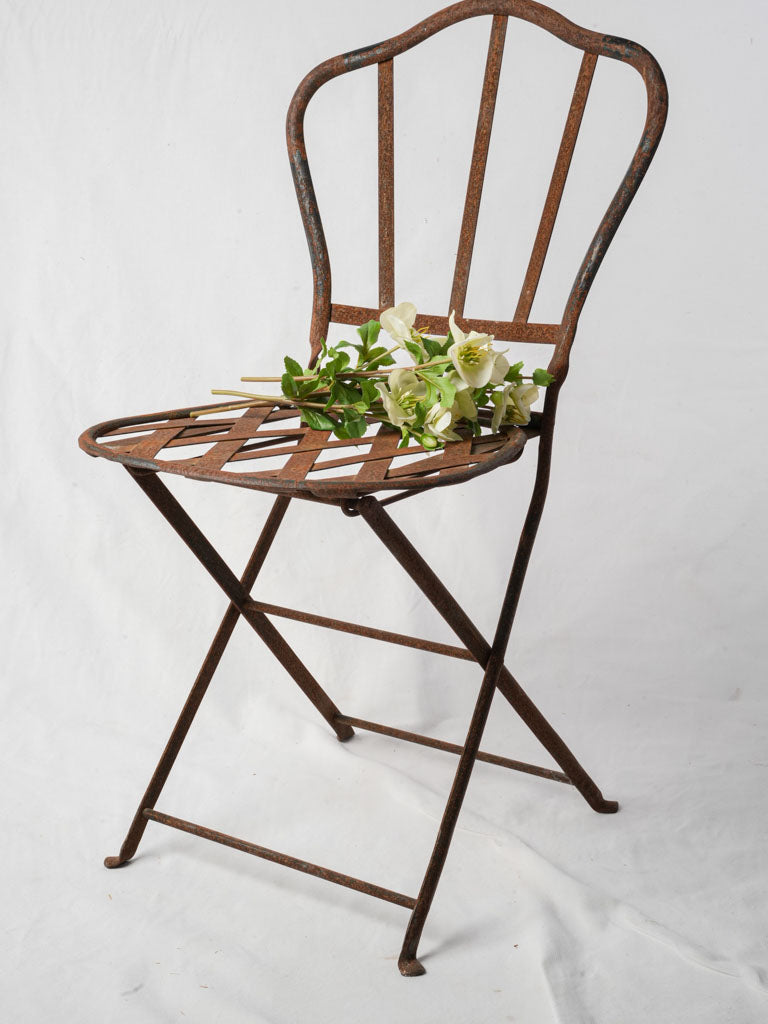 Rustic patina folding garden seat  