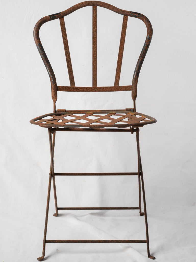 Antique French iron folding chair  