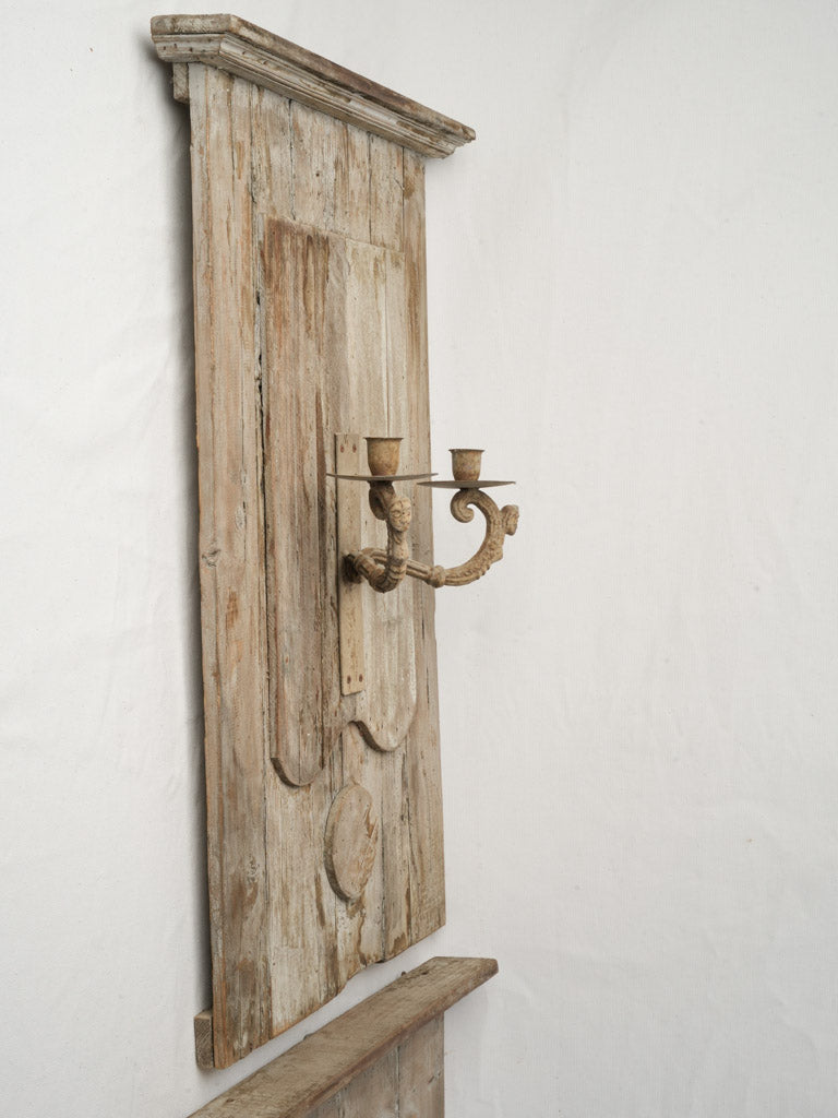 Pair of French Rustic Wall Panels W/ Iron Candle Sconces Circa 1970s - 28¼" x 18"