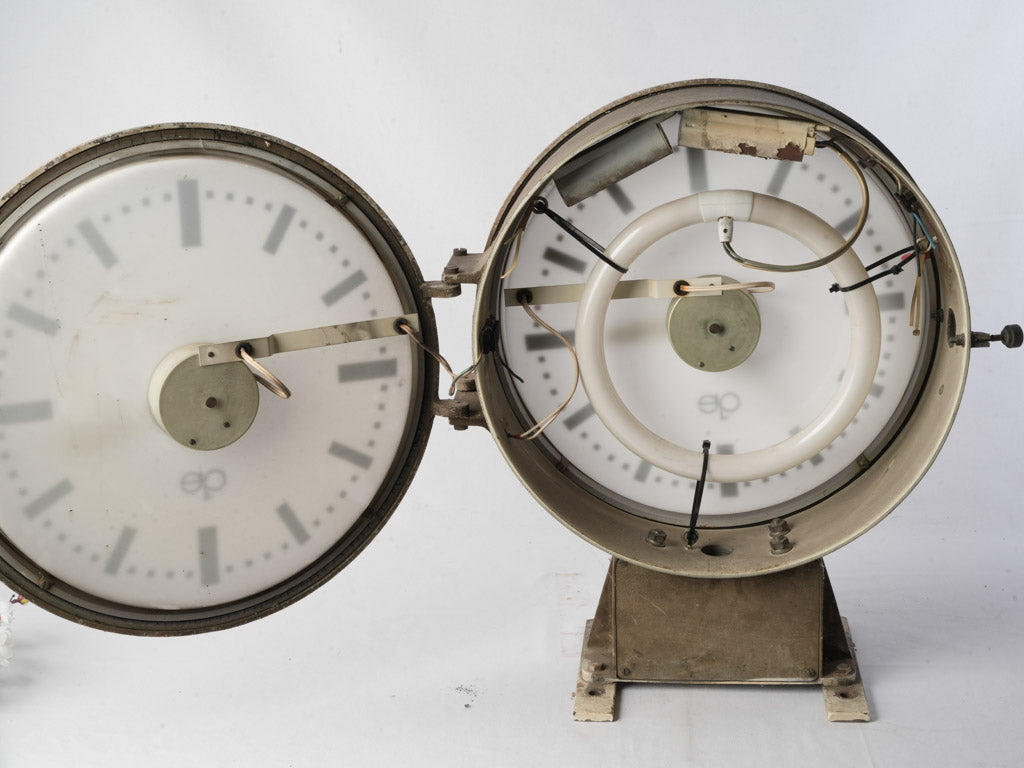 Geometric double-sided station clock  
