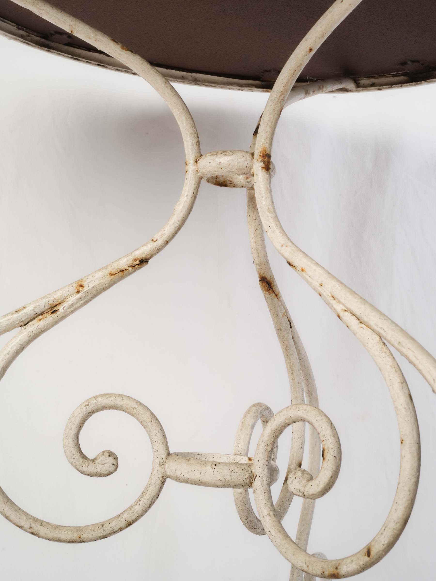 French Wrought-Iron Garden Table with Graceful Scrollwork, Early 20th Century - 28¼" x 28¾"