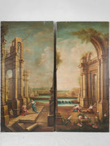 Vintage Romantic French Oil-on-Canvas Panels