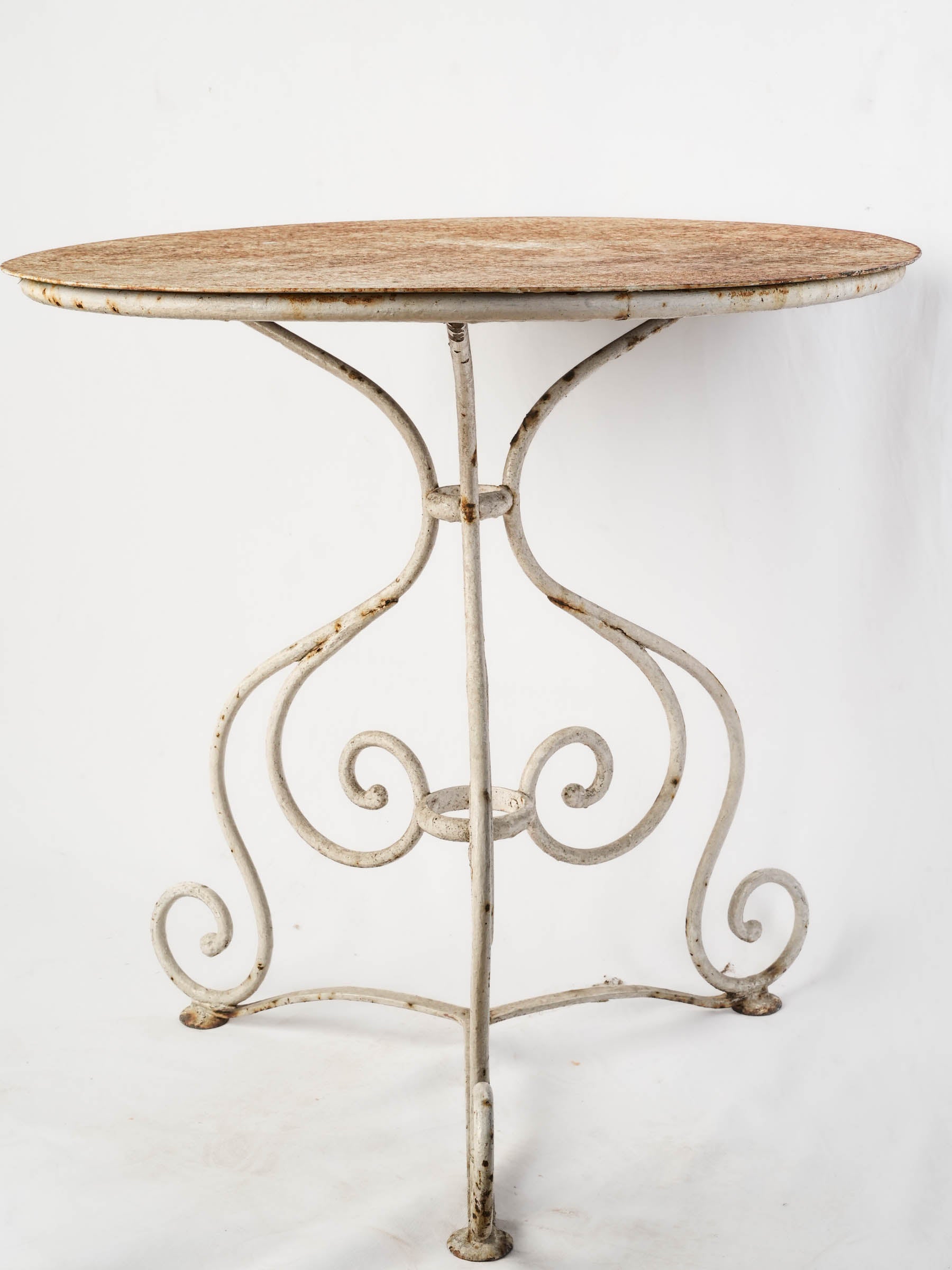 French Wrought-Iron Garden Table with Graceful Scrollwork, Early 20th Century - 28¼" x 28¾"