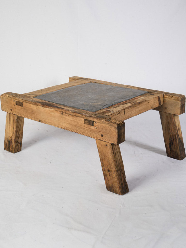 Solid fir slate-top end table