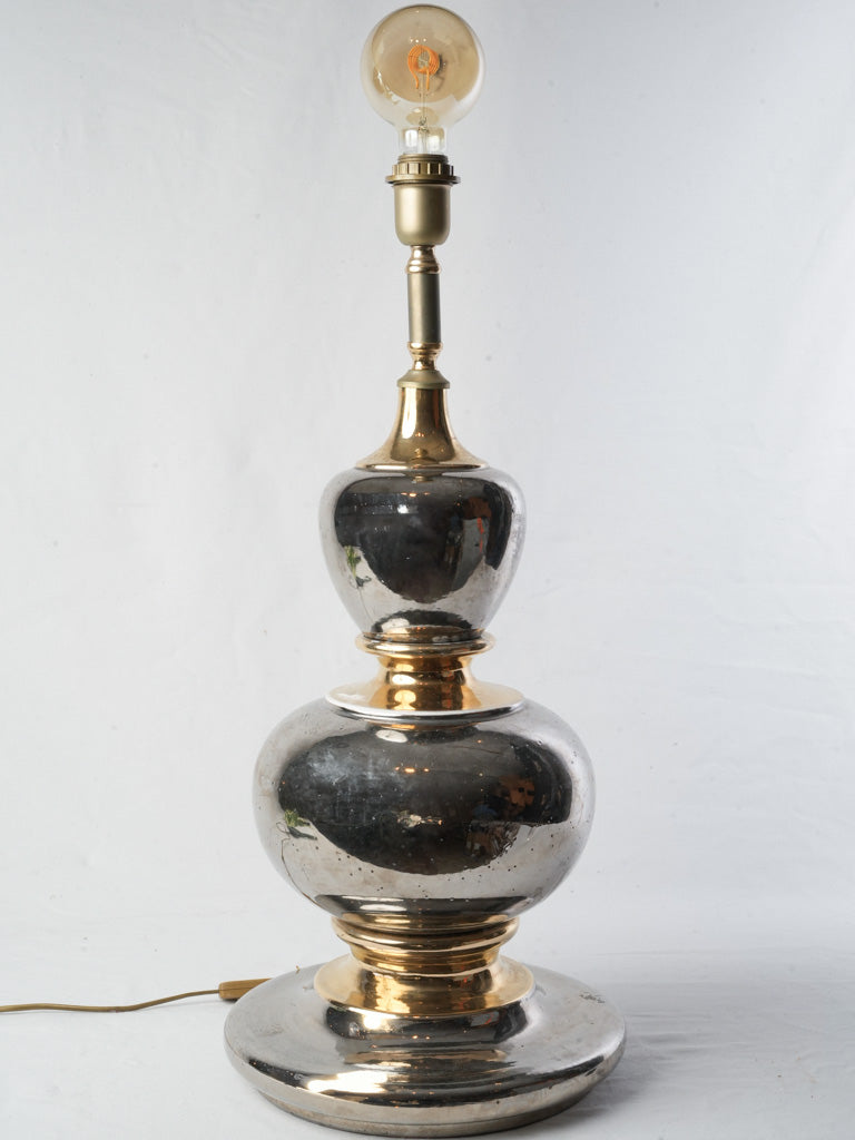 1970s Italian Silver and Gold Stacked Gourd Table Lamp - 33"