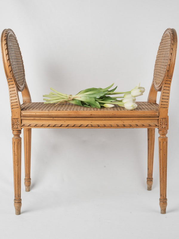 Carved Beech Cane Side Seat