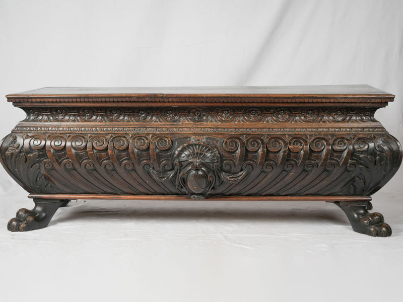 Vintage Italian carved marriage coffer