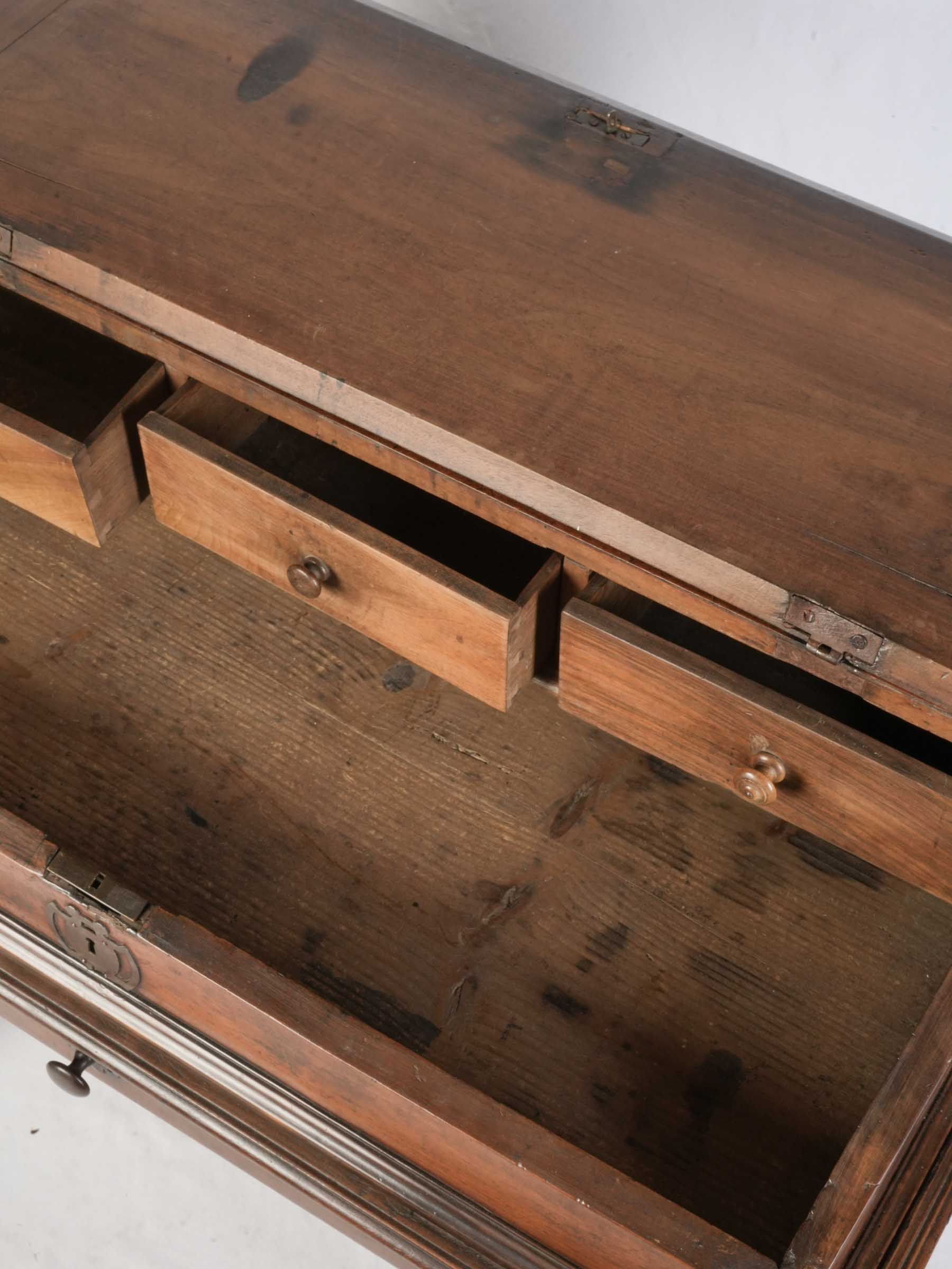 17th Century Traveling Writing Desk on Turned Base - 33½" x 37"