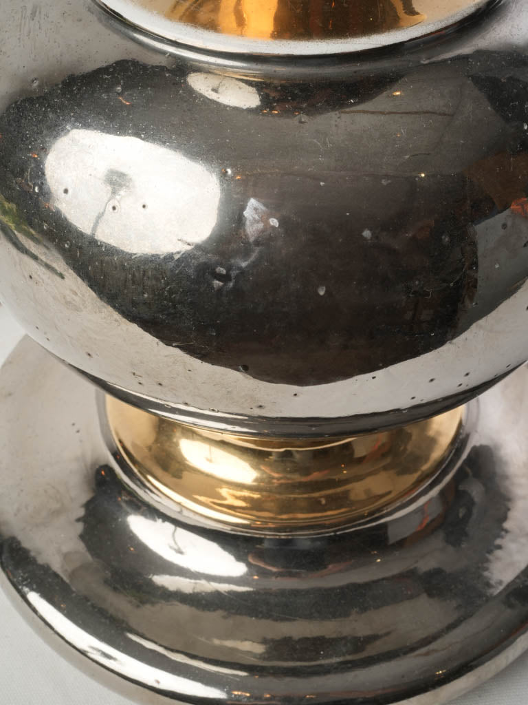 1970s Italian Silver and Gold Stacked Gourd Table Lamp - 33"