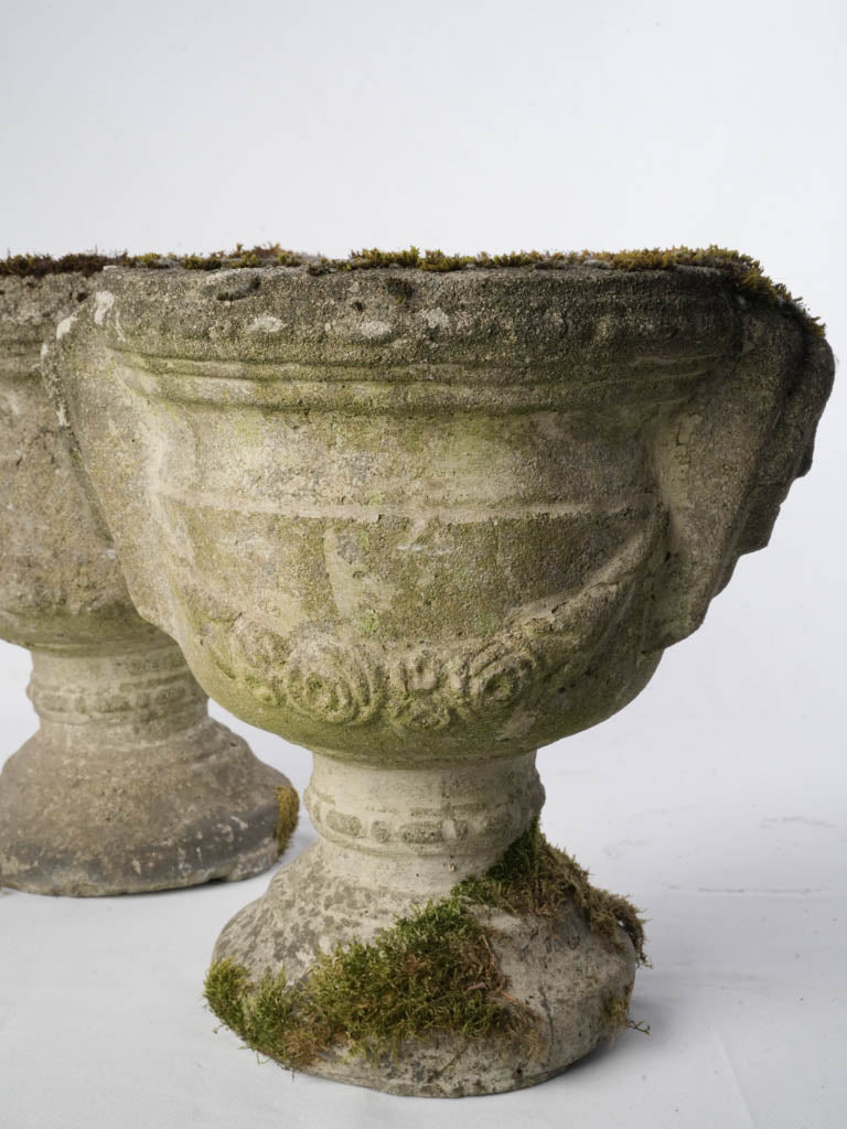 Rustic stone planter pair