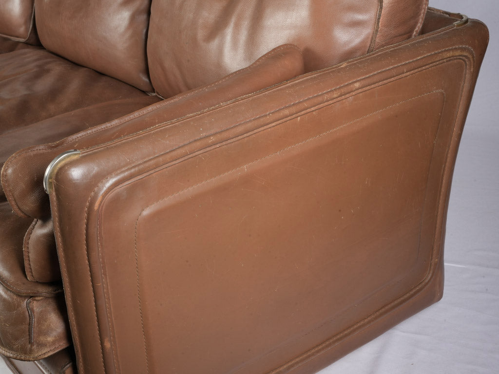 French 1980s Roche Bobois Sofa Suite in Patinated Leather
