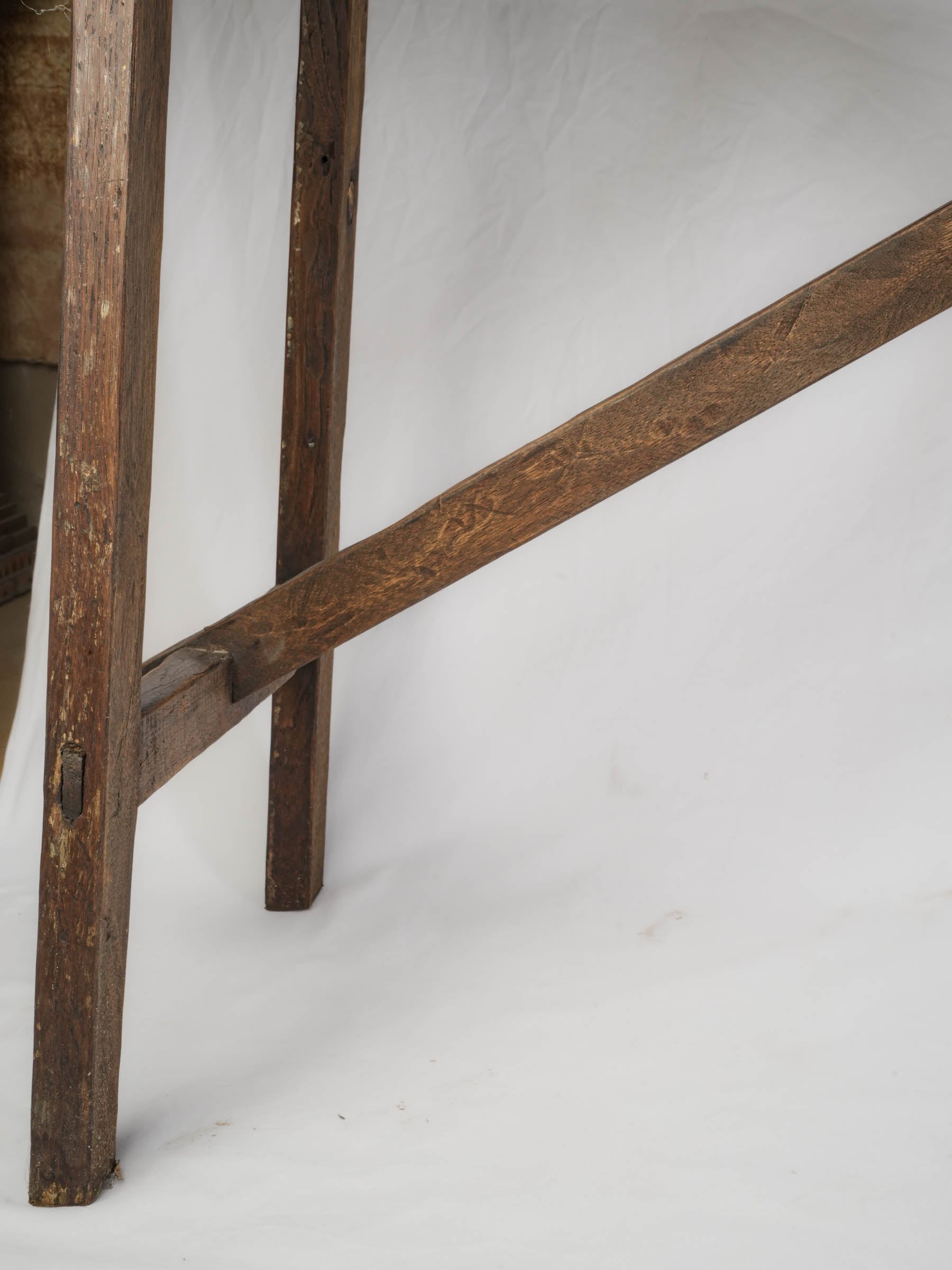 Narrow Rustic Wood Console Table w/ Ocher-Painted Top, 20th Century - 80¾"