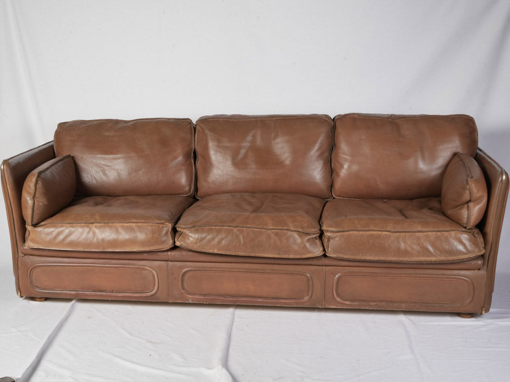 French 1980s Roche Bobois Sofa Suite in Patinated Leather