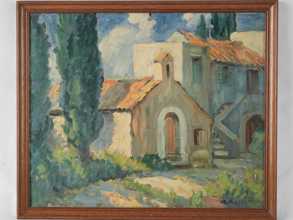 Old-fashioned charming street oil canvas