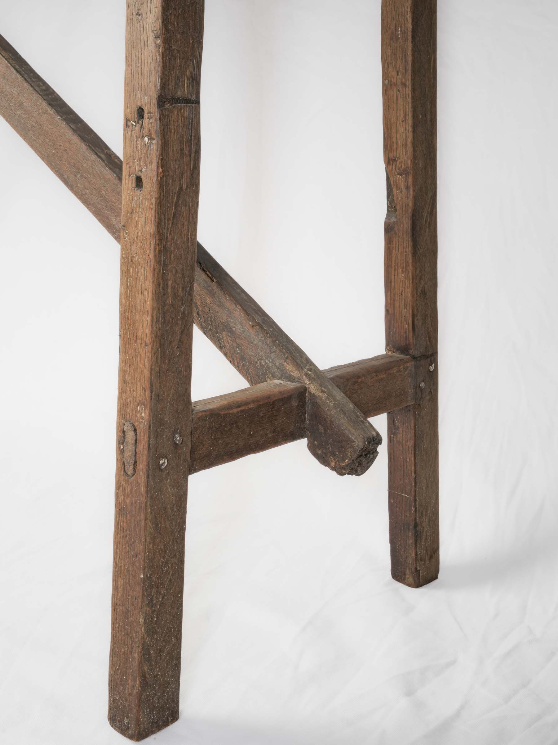 Narrow Rustic Wood Console Table w/ Ocher-Painted Top, 20th Century - 80¾"