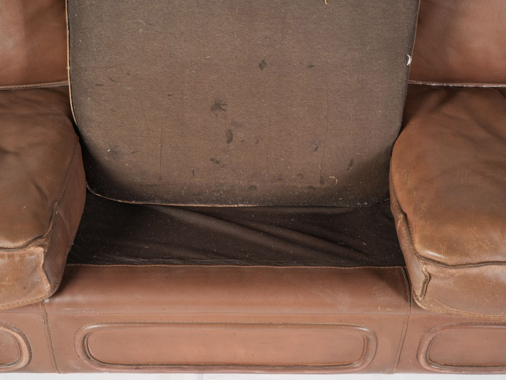 French 1980s Roche Bobois Sofa Suite in Patinated Leather