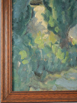 Classic green-bloused female oil portrait