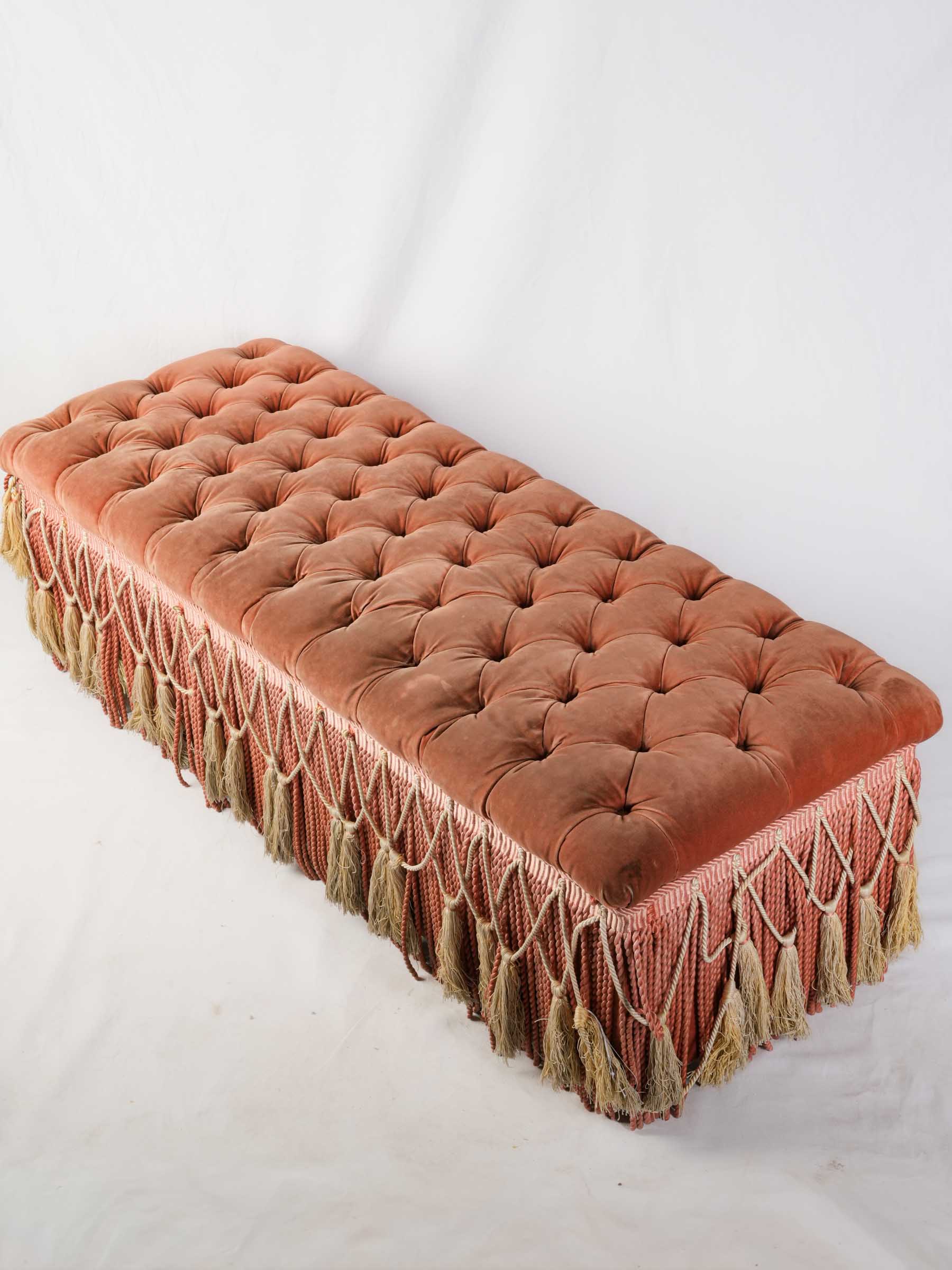 Pair of Opulent Italian Terracotta Velvet Storage Ottomans, Att. to Renzo Mongiardino, Late 20th Century - 54¼"