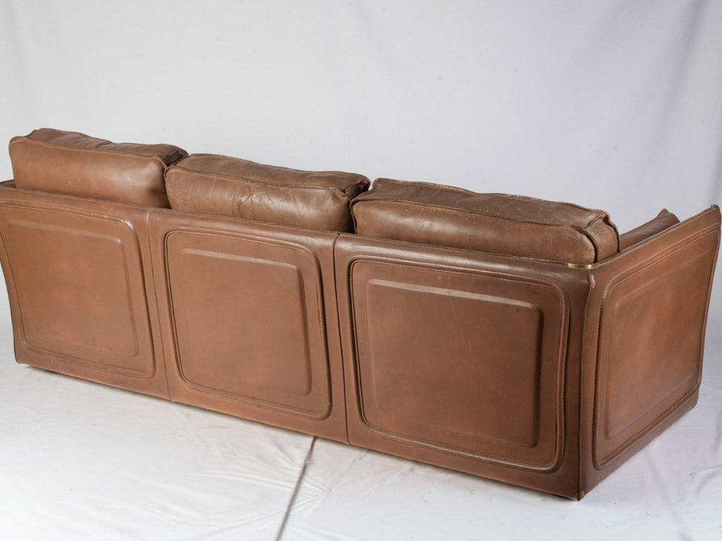 French 1980s Roche Bobois Sofa Suite in Patinated Leather