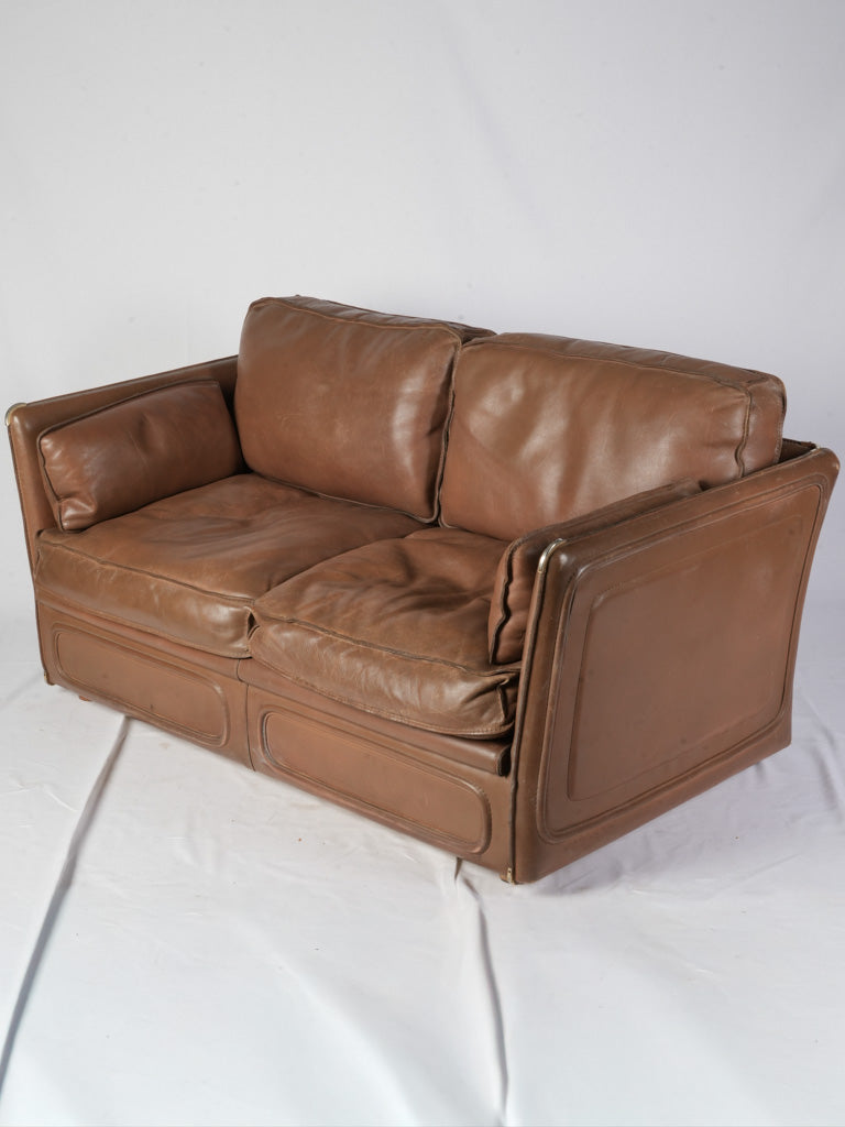 French 1980s Roche Bobois Sofa Suite in Patinated Leather