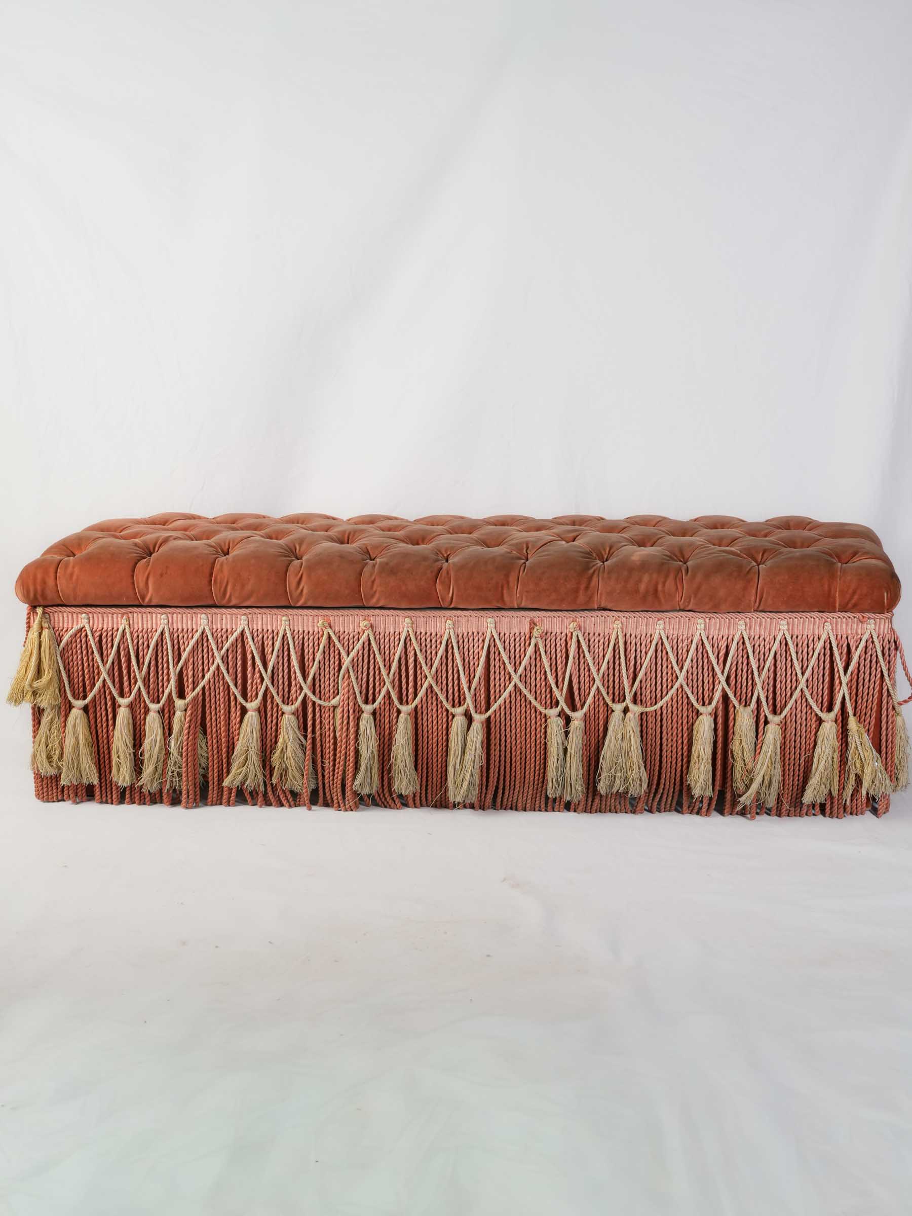 Pair of Opulent Italian Terracotta Velvet Storage Ottomans, Att. to Renzo Mongiardino, Late 20th Century - 54¼"